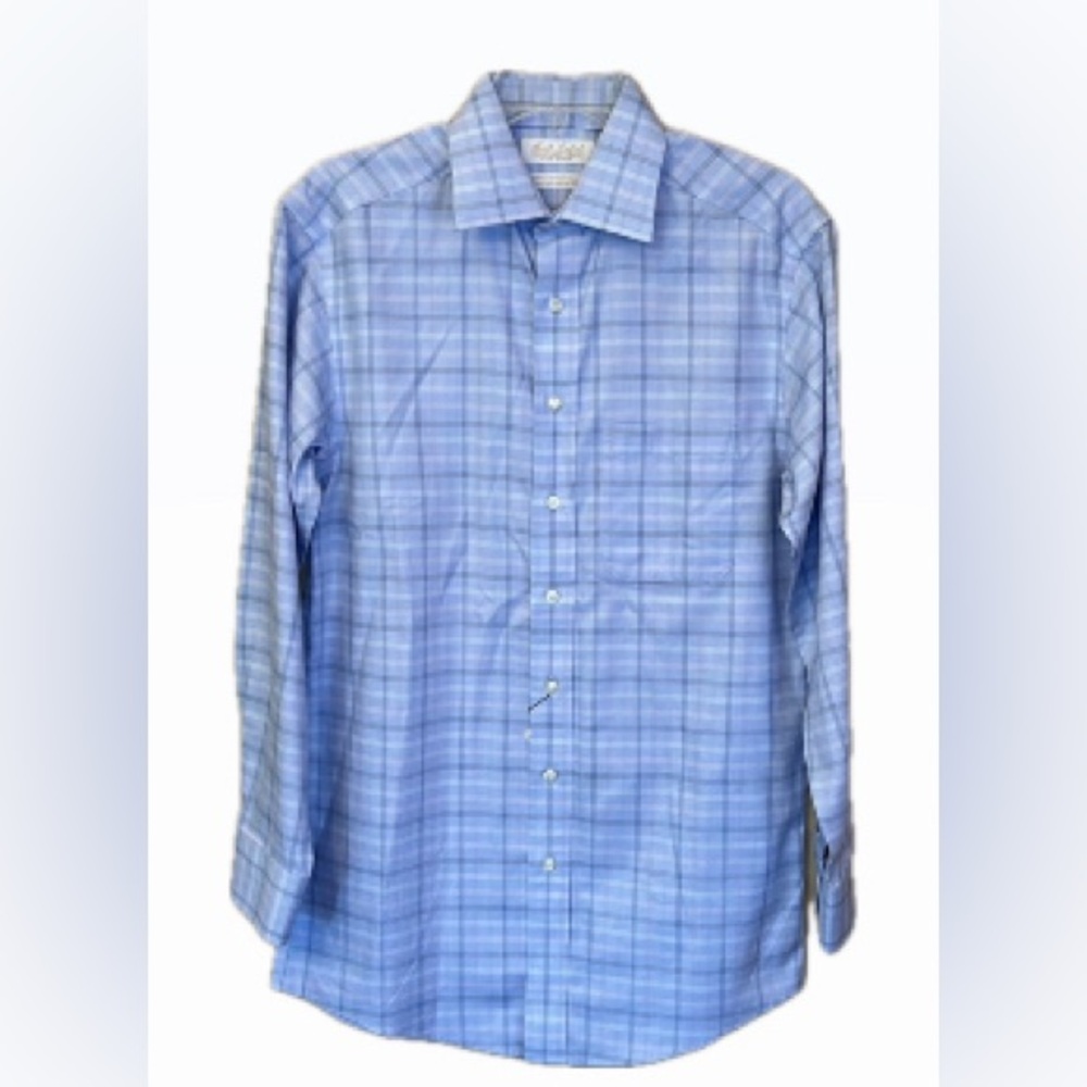 New Gold Label Roundtree & Yorke Blue Long Sleeve Button Down Shirt Size…